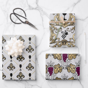 Vin Rouge French Red Wine Geschenkpapier Set