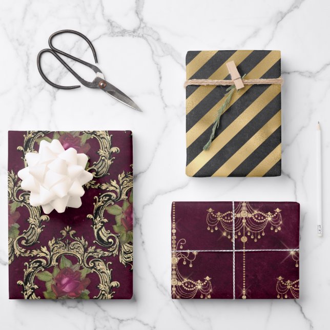 Vin Rouge French Red Wine Geschenkpapier Set (Vorderseite)