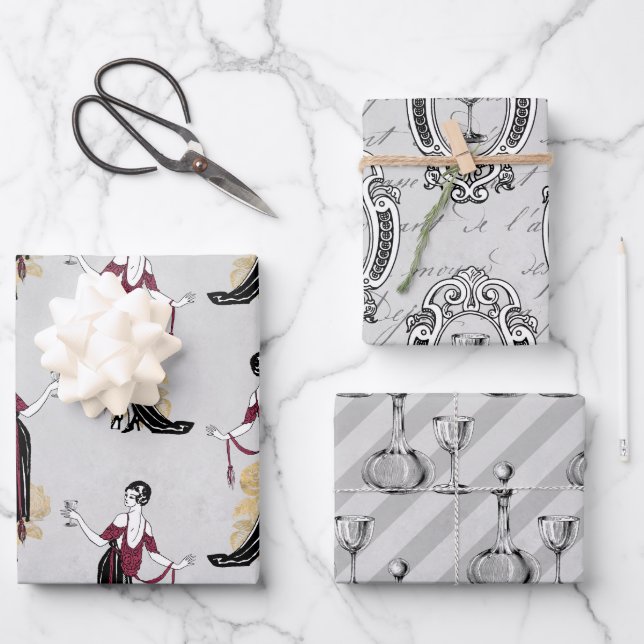 Vin Rouge French Wine Geschenkpapier Set (Vorderseite)