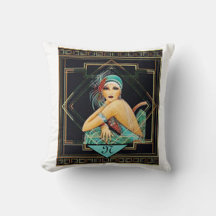 Vinage Art Deco Flapper im Stil der 20er Jahre Kissen