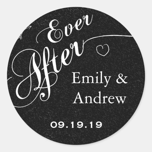 Vinage Ever After Chalkboard Save the Date Siegel Runder Aufkleber (Vorderseite)