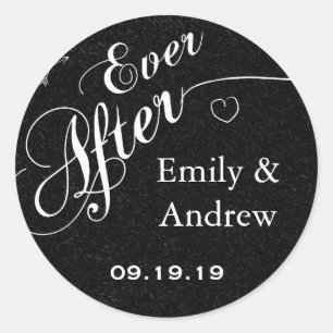 Vinage Ever After Schultafel Save-the-Date-Siegel Runder Aufkleber