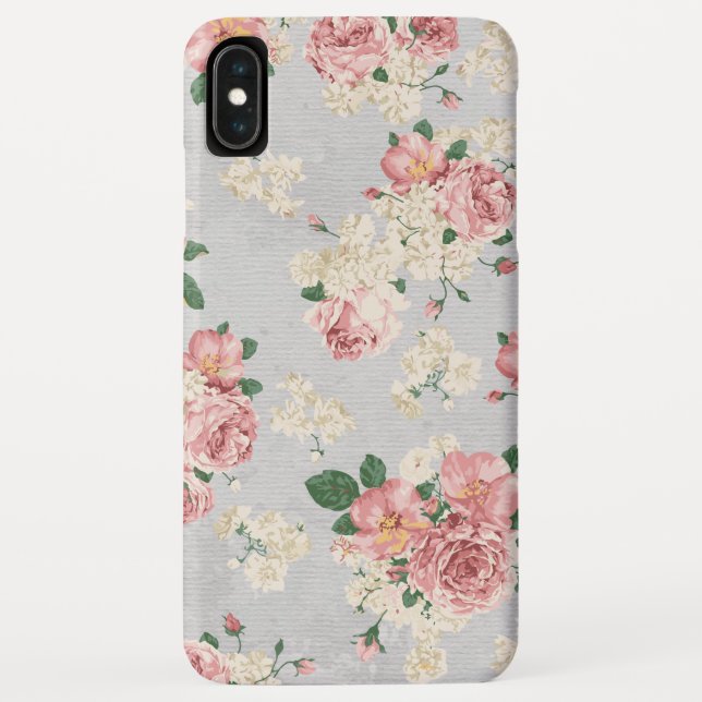 Vinage Floral Muster Grau Textur Case-Mate iPhone Hülle (Rückseite)