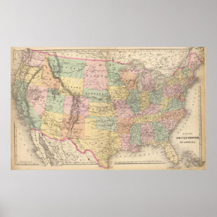 Vinage Map of The United States (1873) Poster