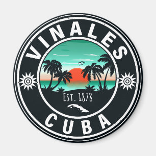 Vinales Cuba Island Retro Sunset Souvenirs 60er Magnet