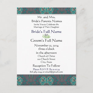Vinatge Aqua on Gray Wedding Einladung