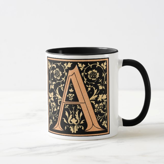Vinatge Black & Gold Letter 'A' - Tasse (Rechts)