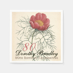 Vinatge Botanical Peony 80. Geburtstagsparty PPN Serviette