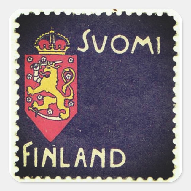 Vinatge Briefmarke - Finnland Quadratischer Aufkleber (Vorderseite)