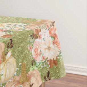 Vinatge Elegante Green Pumpkin Blume Streifen Tischdecke