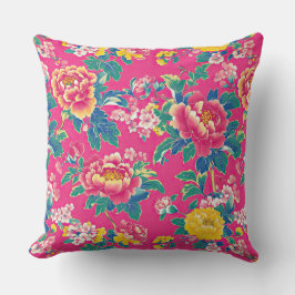 Vinbrant Pink Chinoiserie Floral Kissen