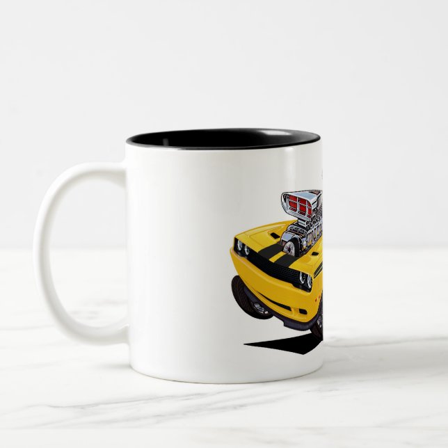 Vince Crain High Octane Art Hell Katze Banana YELL Zweifarbige Tasse (Links)