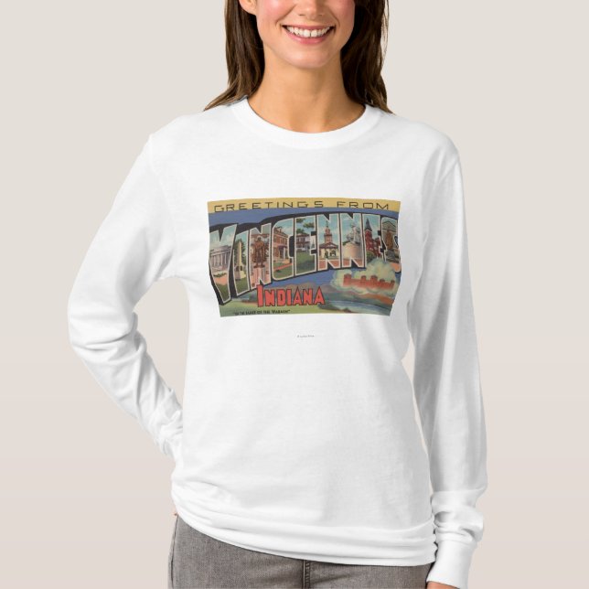 Vincennes, Indiana - große Buchstabe-Szenen T-Shirt (Vorderseite)