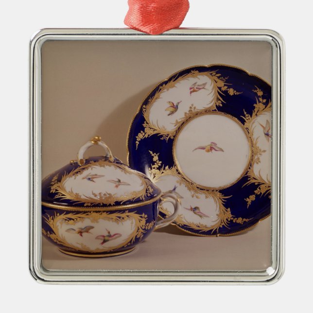 Vincennes Schüssel und Stand, c.1745 Silbernes Ornament (Vorne)