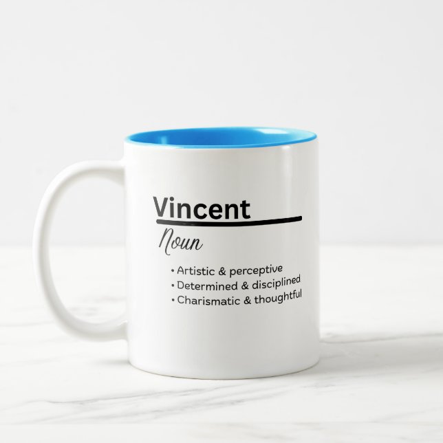 Vincent Name Bedeutung Tasse | Personalisierter Ju (Links)