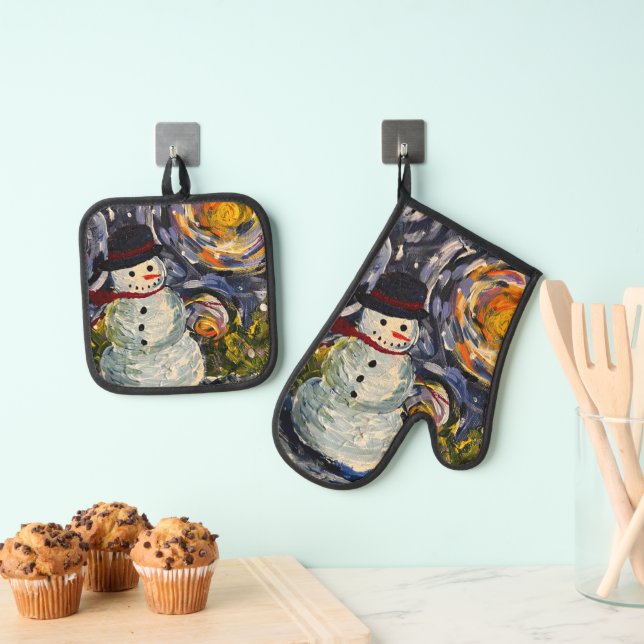Vincent Snowman Pot Holder & Mitt Set (Insitu (Hängend))