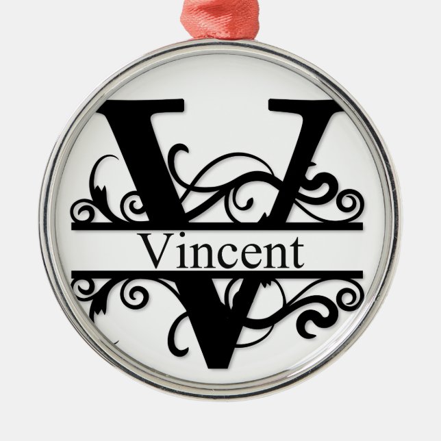 Vincent V Monogram Ornament Aus Metall (Vorne)
