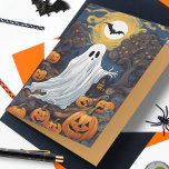 Vincent van Ghost Halloween Karte<br><div class="desc">Diese lustige Karte,  eine Parodie von Vincent van Goghs Gemälde "Starry Night",  enthält einen spukhaften Geist und geschnitzte Kürbis. Der Insider-Text lautet: Vincent van Ghost hofft,  dass Sie eine sprichwörtliche Nacht haben. Klicken Sie auf "Diese Vorlage personalisieren",  um den Text zu ändern oder zu entfernen.</div>