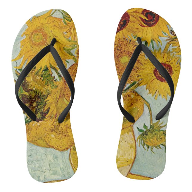 Vincent Van Gogh 12 Sonnenblumen Impressionist Flip Flops (Fußbett)