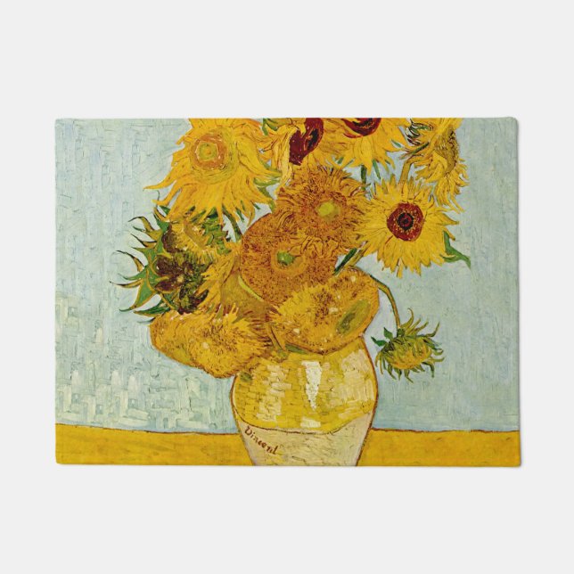 Vincent Van Gogh 12 Sonnenblumen Impressionist Fußmatte (Vorderseite)