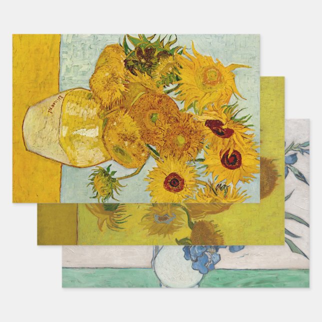 Vincent Van Gogh 12 Sonnenblumen Impressionist Geschenkpapier Set (Set)