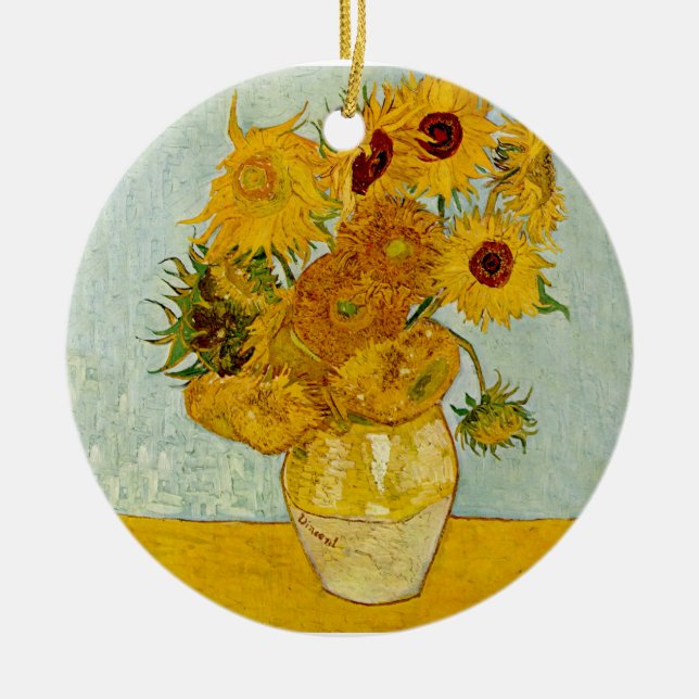 Vincent Van Gogh 12 Sonnenblumen Impressionist Keramikornament (Vorne)