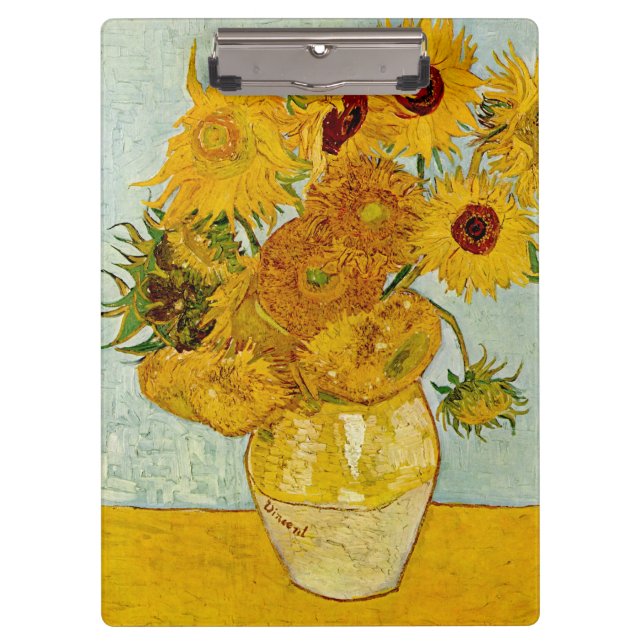 Vincent Van Gogh 12 Sonnenblumen Impressionist Klemmbrett (Vorderseite)