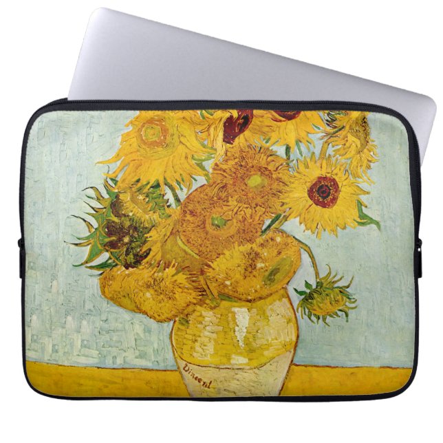 Vincent Van Gogh 12 Sonnenblumen Impressionist Laptopschutzhülle (Vorderseite)