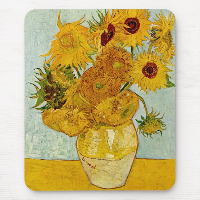 Vincent Van Gogh 12 Sonnenblumen Impressionist Mousepad (Vorne)