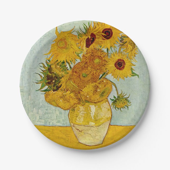 Vincent Van Gogh 12 Sonnenblumen Impressionist Pappteller (Vorderseite)
