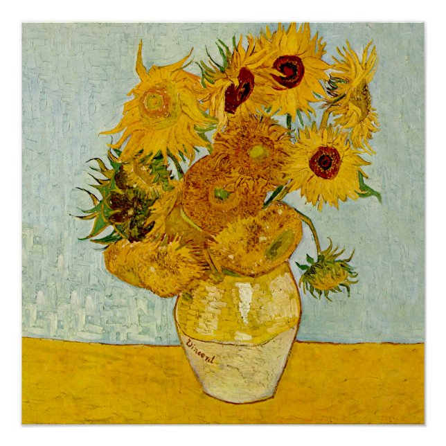Vincent Van Gogh 12 Sonnenblumen Impressionist Poster (Vorderseite)