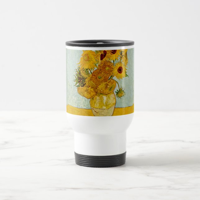 Vincent Van Gogh 12 Sonnenblumen Impressionist Reisebecher (Mittel)