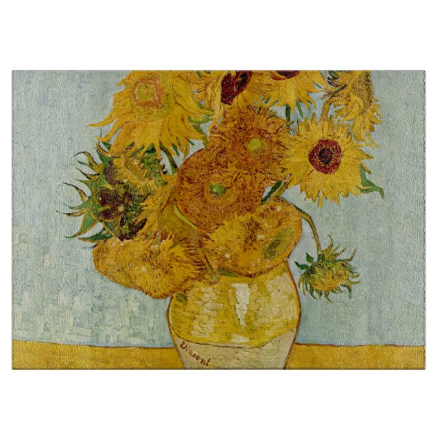 Vincent Van Gogh 12 Sonnenblumen Impressionist Schneidebrett (Vorderseite)