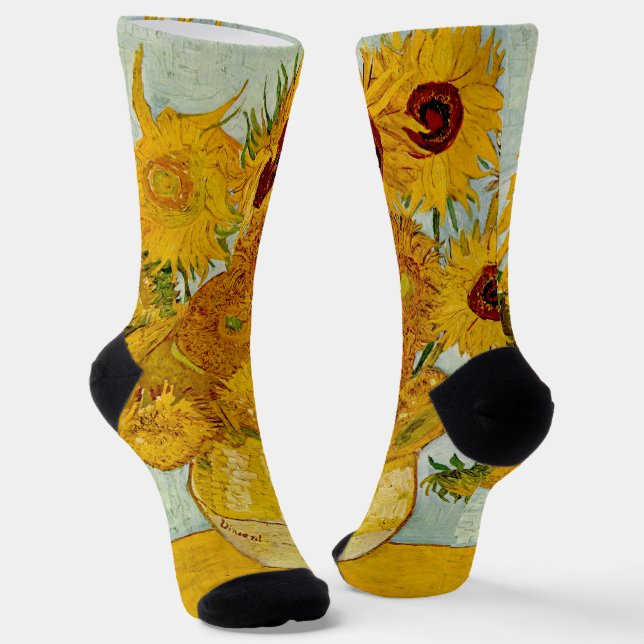 Vincent Van Gogh 12 Sonnenblumen Impressionist Socken (Gewinkelt)