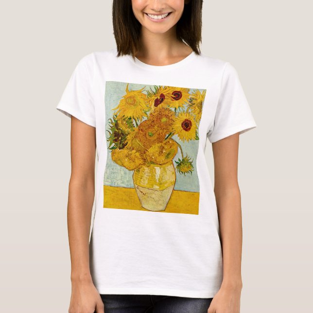 Vincent Van Gogh 12 Sonnenblumen Impressionist T-Shirt (Vorderseite)