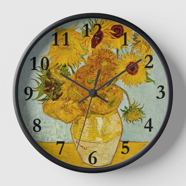 Vincent Van Gogh 12 Sonnenblumen Impressionist Uhr (Vorderseite)