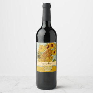 Vincent Van Gogh 12 Sonnenblumen Impressionist Weinetikett