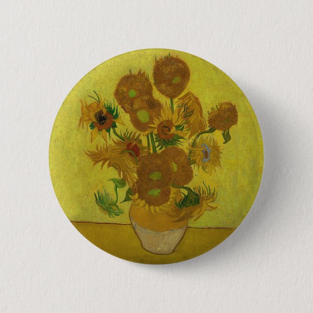Vincent Van Gogh 15 Sonnenblumen Gemälde Button (Vorderseite)