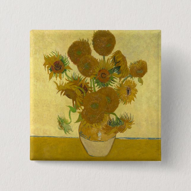 Vincent Van Gogh 15 Sonnenblumen Gemälde Button (Vorderseite)