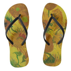 Vincent Van Gogh 15 Sonnenblumen Gemälde Flip Flops