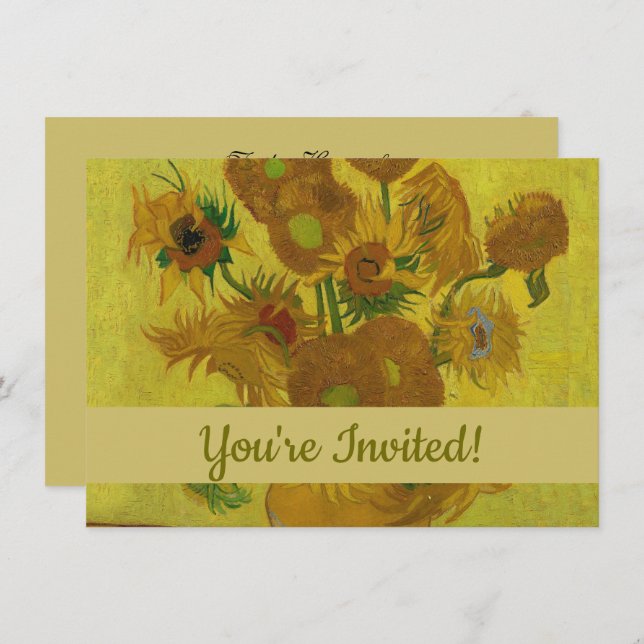 Vincent Van Gogh 15 Sonnenblumen Malerei Einladung (Vorne/Hinten)