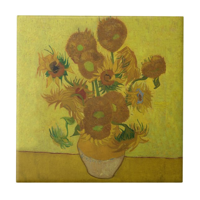 Vincent Van Gogh 15 Sonnenblumen Malerei Fliese (Vorderseite)
