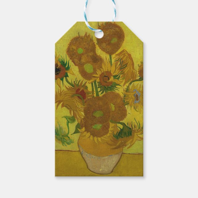 Vincent Van Gogh 15 Sonnenblumen Malerei Geschenkanhänger (Vorderseite)