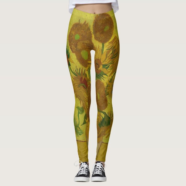 Vincent Van Gogh 15 Sonnenblumen Malerei Leggings (Vorderseite)