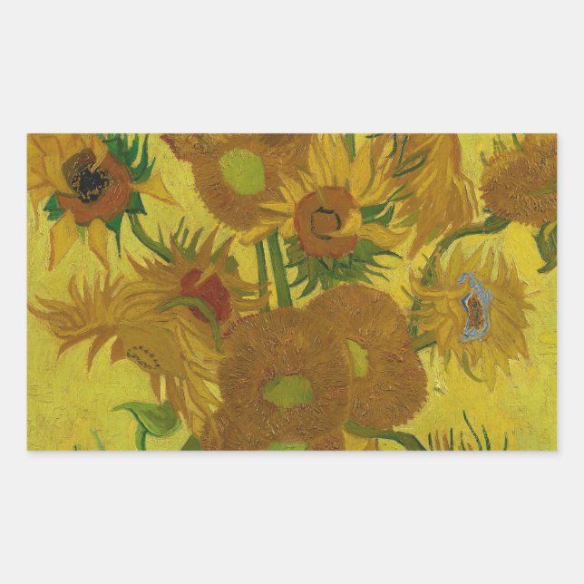 Vincent Van Gogh 15 Sonnenblumen Malerei Rechteckiger Aufkleber (Vorderseite)