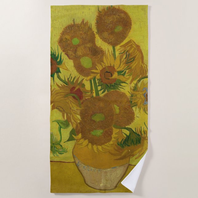 Vincent Van Gogh 15 Sonnenblumen Malerei Strandtuch (Vorderseite)