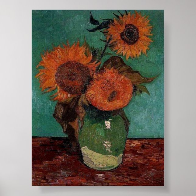Vincent Van Gogh 3 Sonnenblumen Kunstdrucken Poster (Vorne)