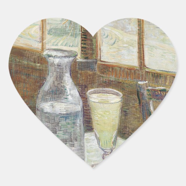 Vincent van Gogh Absinthe Berühmtes Gemälde Herz-Aufkleber (Vorderseite)