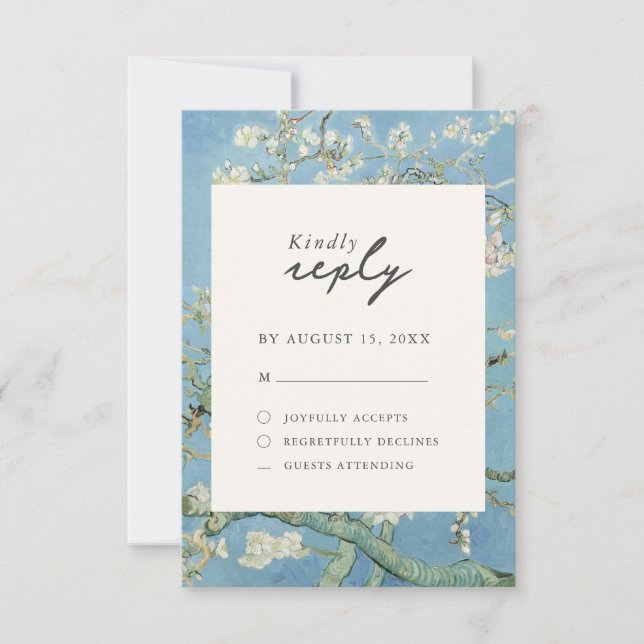 Vincent Van Gogh Almond Blossom Floral Wedding RSVP Karte (Vorderseite)