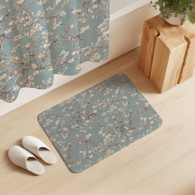 Vincent Van Gogh Almond Blossom on Mint Green Badematte (Von Creator hochgeladen)